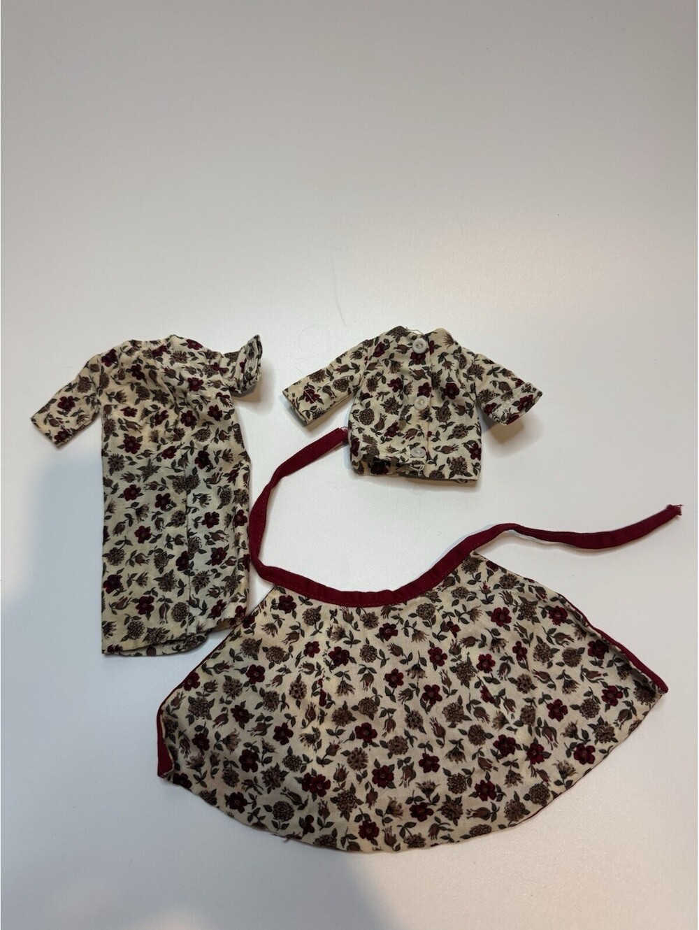 Vintage Barbie Doll Clothes - Red Floral 3 Pieces